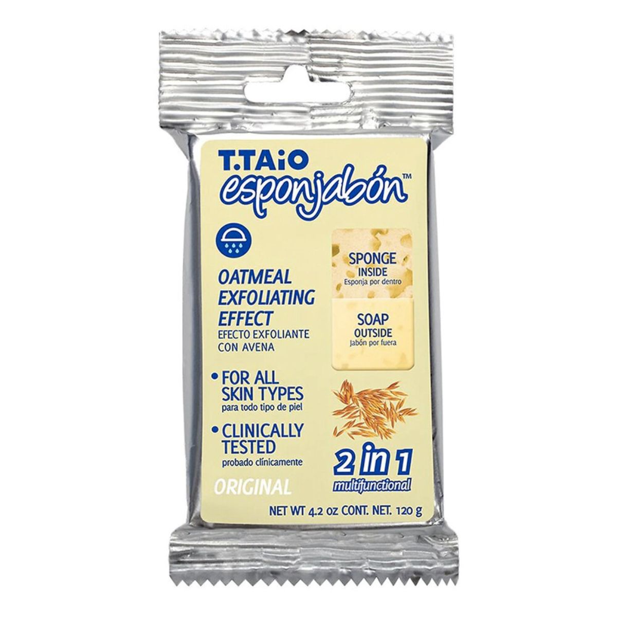 T.TAio Esponjabon Sponge-Soap, Oatmeal Exfoliating Effect